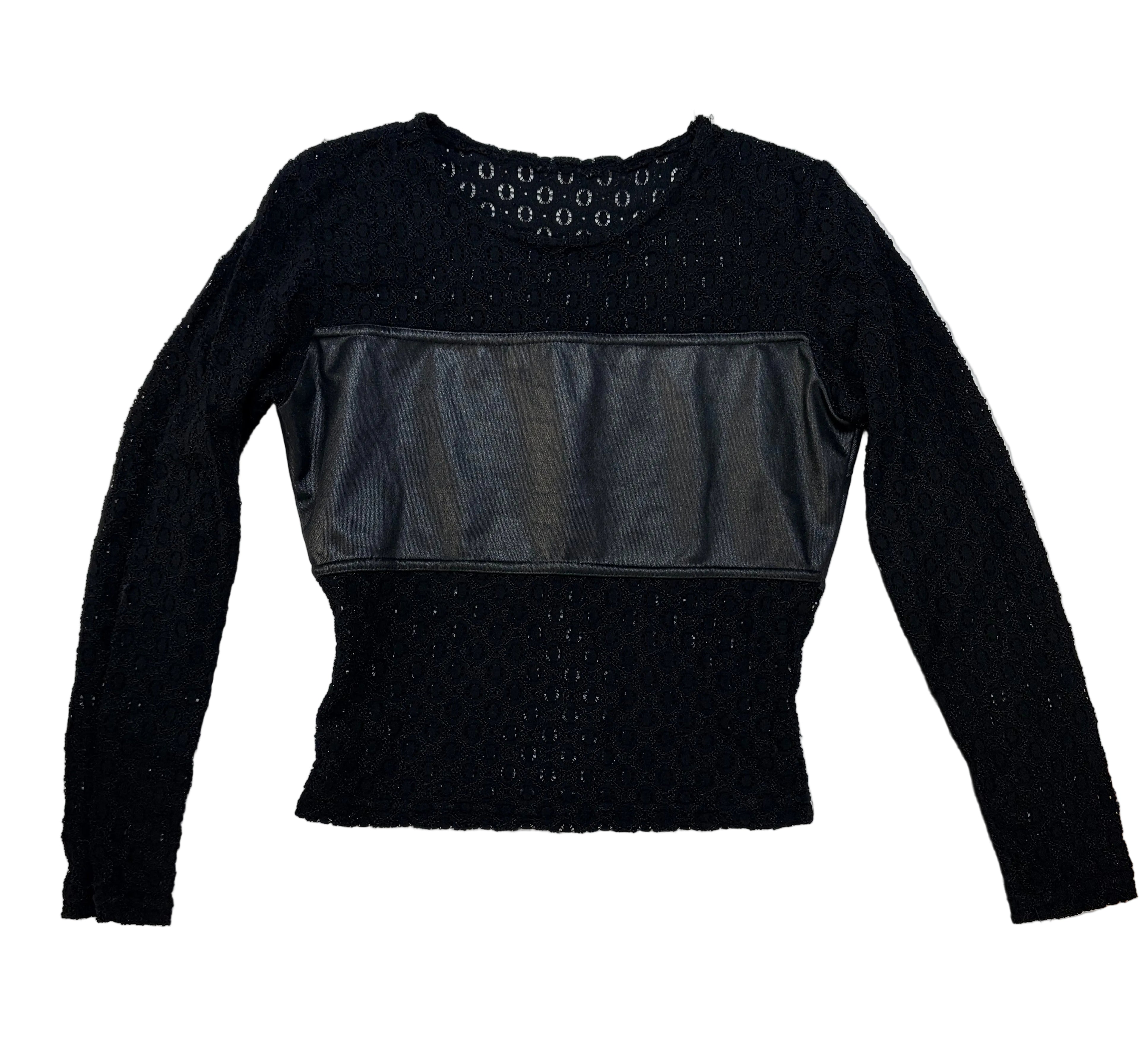 Faux Leather and Lace Top